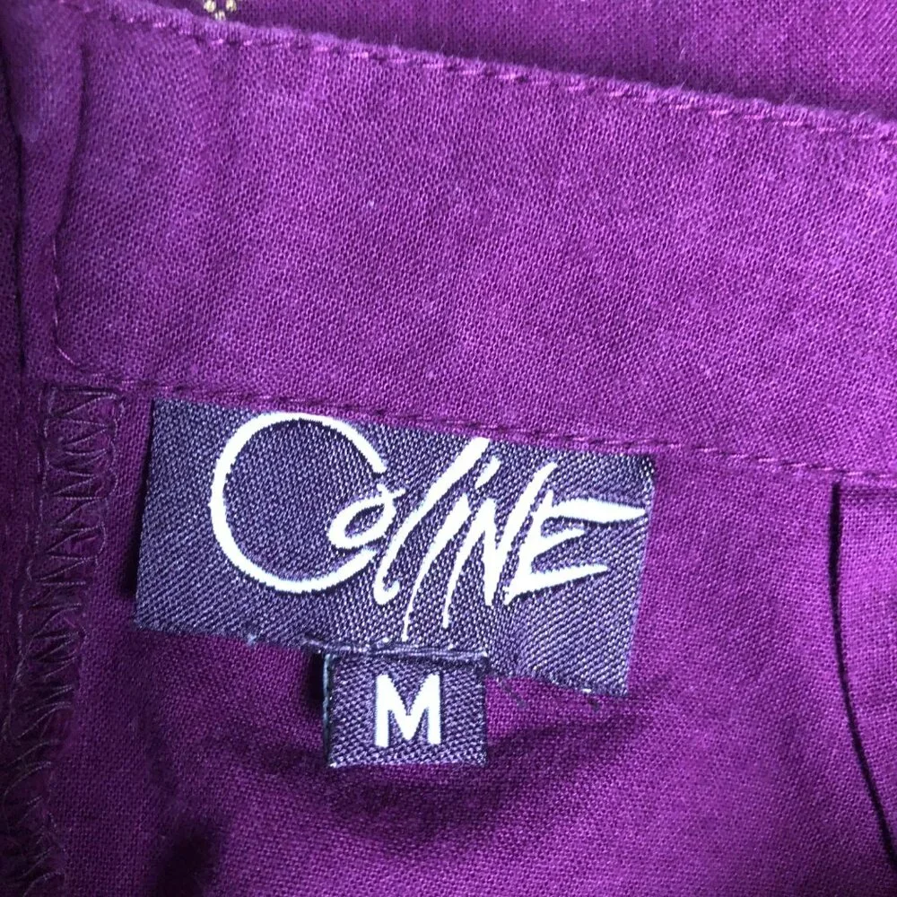 Coline Mini Skirt Womens Size Medium Plum Purple Fringed Cotton Boho Hippie Fun